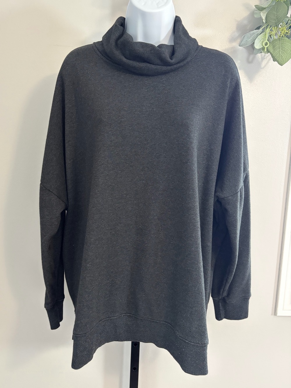 Time and Tru Charcoal Gray Cowl Neck Sweatshirt
